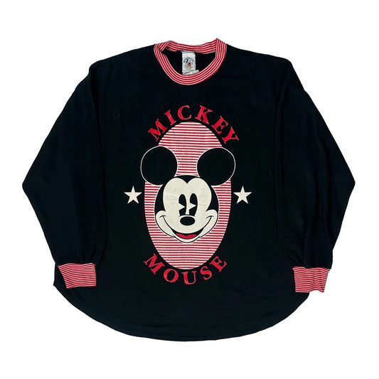 Vintage Mickey & Co. Graphic Long Sleeve T-Shirt - Medium Black Cotton