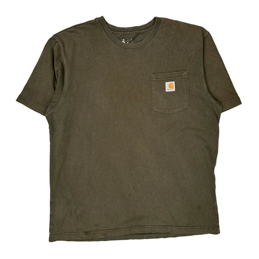 Carhartt T-Shirt - Large Khaki Cotton