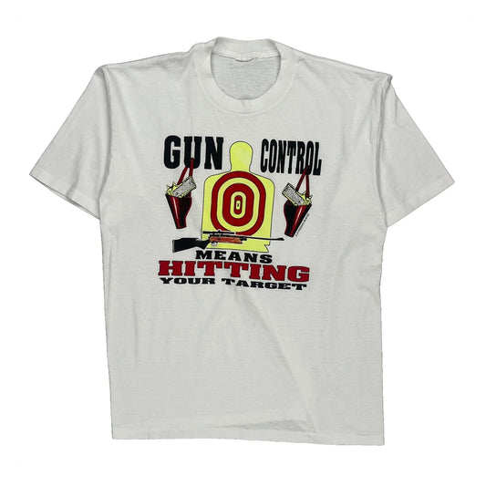 Gun Control Means Hitting Your Target Unbranded T-Shirt - Medium White Cotton