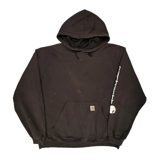 Carhartt Spellout Hoodie - 2XL Black Cotton Blend