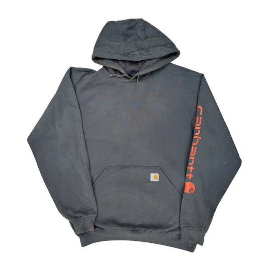 Vintage Loose Fit Carhartt Hoodie - Medium Gray Cotton