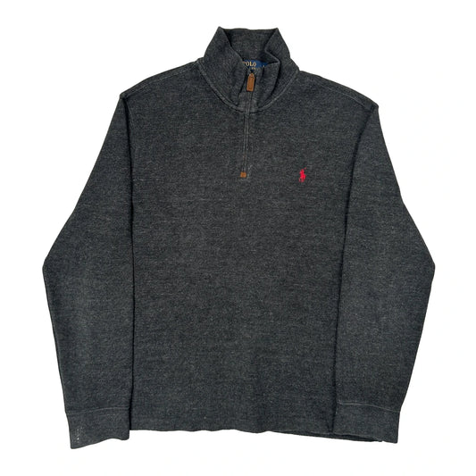 Vintage Polo By Ralph Lauren 1/4 Zip - Large Gray Cotton