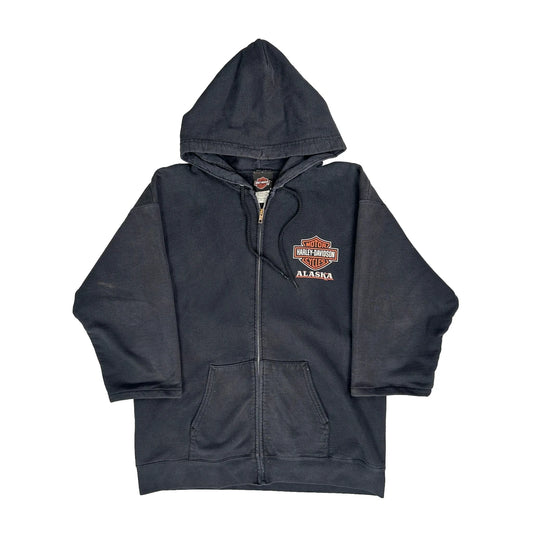 Alaska Inside Passage Harley Davidson Graphic Hoodie - Medium Black Cotton