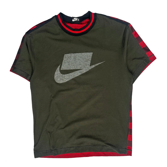 Nike Checked T-Shirt - Small Red Polyester