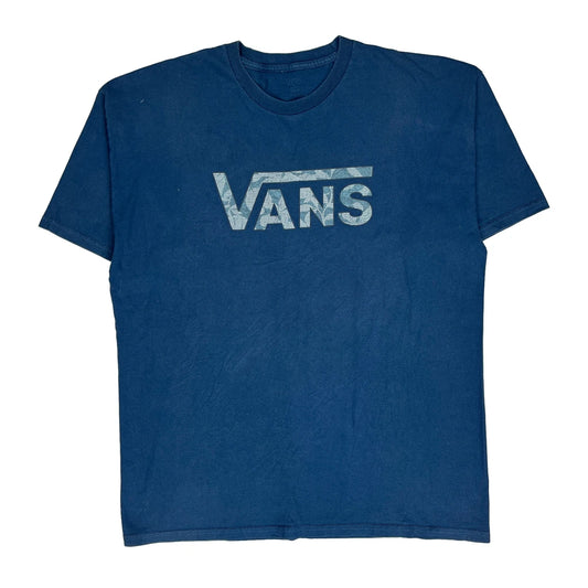 Vintage Vans Spellout T-Shirt - Large Blue Cotton