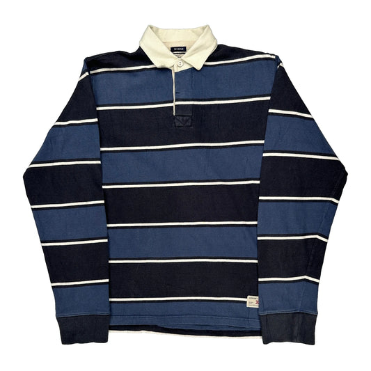 Campuscrew Striped Rugby Shirt - XL Black Cotton