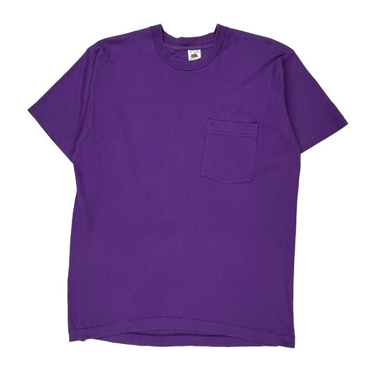 Blank Fruit Of The Loom Single Stitch T-Shirt - XL Purple Cotton