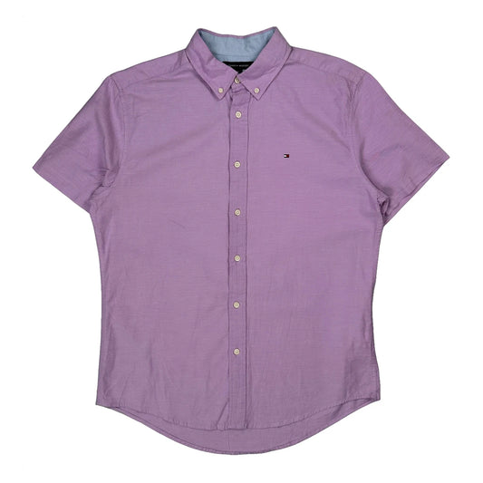 Tommy Hilfiger Short Sleeve Shirt - Large Purple Cotton