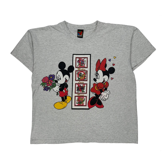 Mickey Loves Minnie Mickey Unlimited Cartoon T-Shirt - XL Grey Cotton
