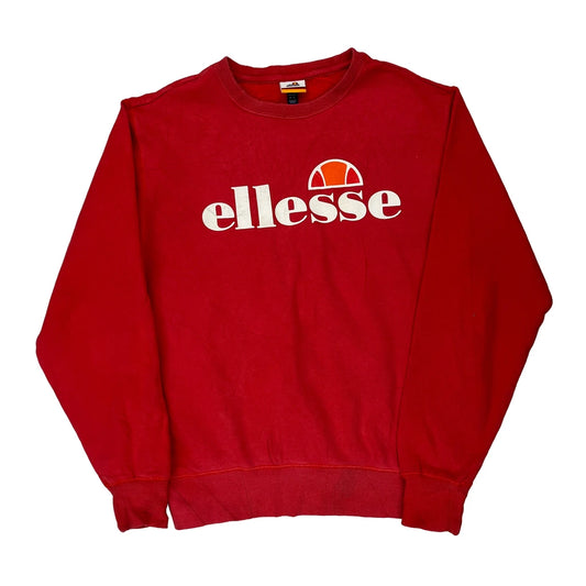 Ellesse Spellout Sweatshirt - Large Red Cotton