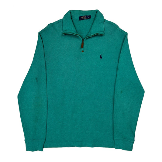 Vintage Polo By Ralph Lauren 1/4 Zip - Large Green Cotton