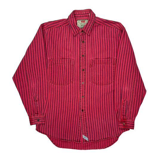 Levis Striped Shirt - Medium Red Cotton