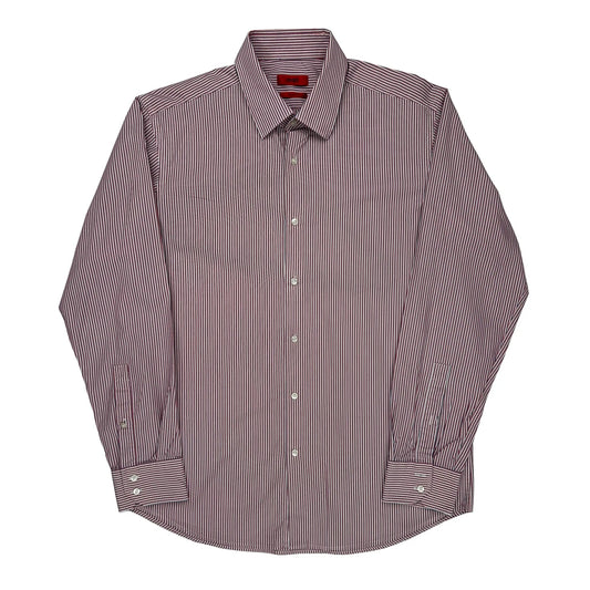 Vintage Hugo Boss Striped Shirt - Large Red Cotton
