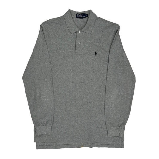 Polo By Ralph Lauren Long Sleeve Polo Shirt - Large Gray Cotton