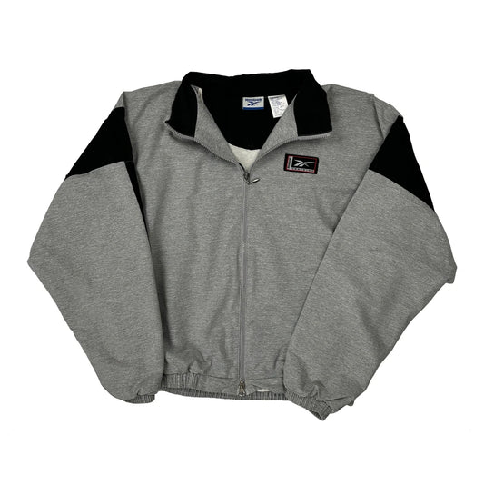 Reebok Collared Track Jacket - Large Grey Polyester