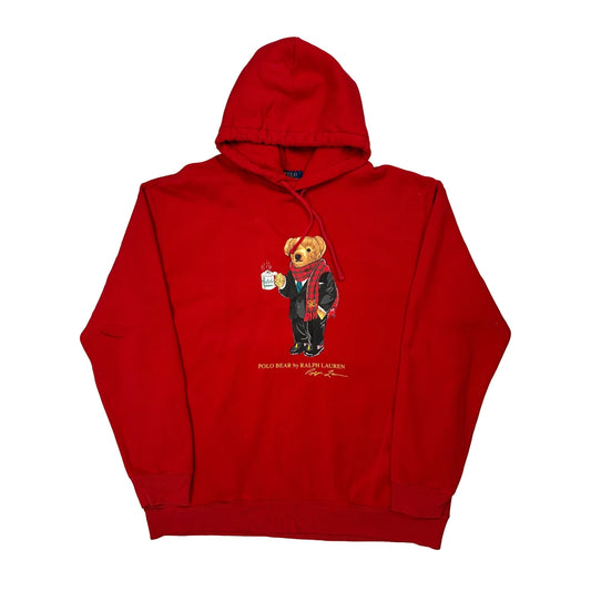Vintage Polo Bear Ralph Lauren Graphic Hoodie - 2XL Red Cotton