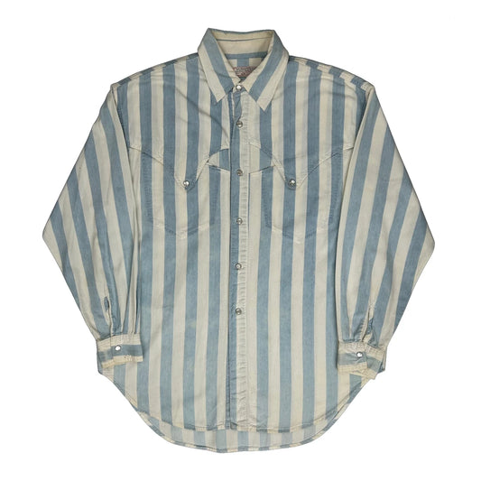 Vintage Guess Striped Patterned Shirt - Large Cream Cotton