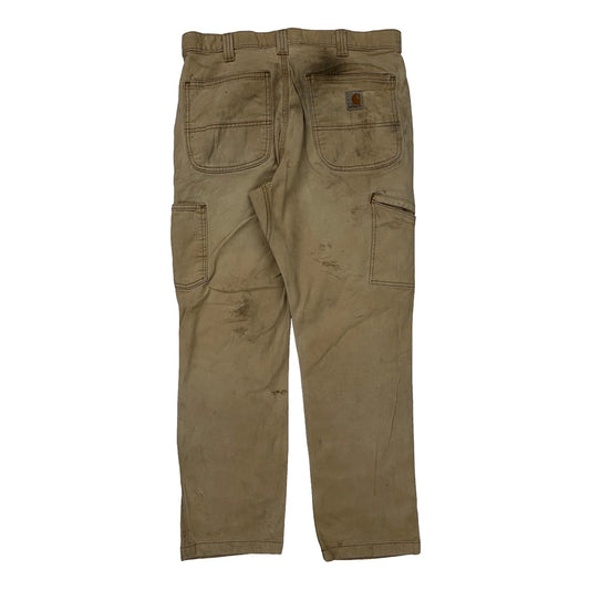 Carhartt Double Knee Carpenter Trousers - 32W 30L Beige Cotton Blend