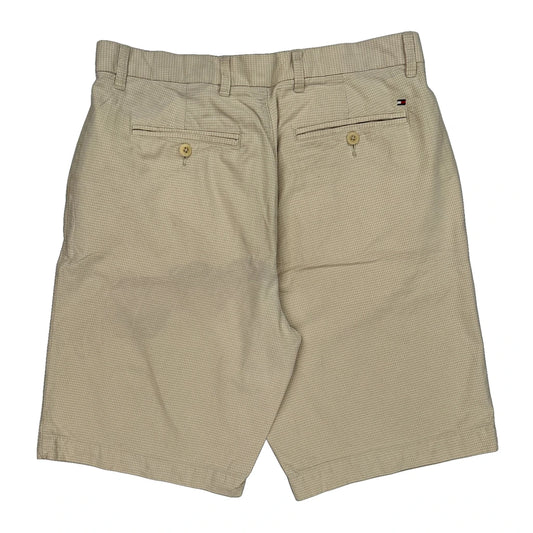 Tommy Hilfiger Checked Chino Shorts - 31W 10L Beige Cotton