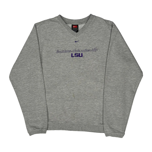 Vintage Lsu Nike College Sweatshirt - Medium Grey Cotton