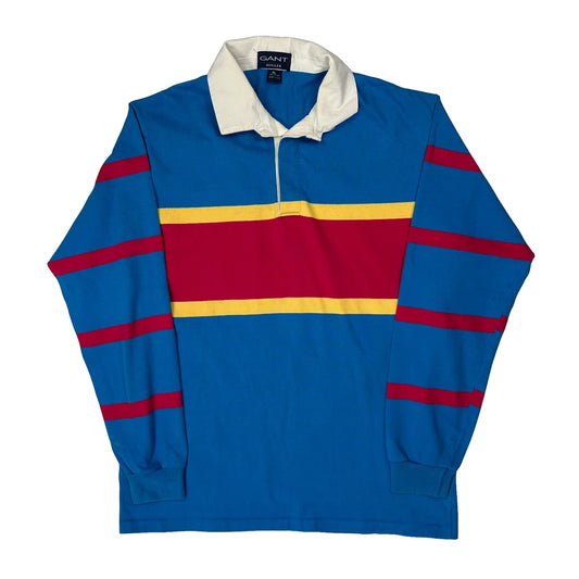 Vintage Gant Striped Rugby Shirt - XL Blue Cotton