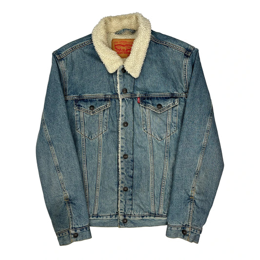 Levis Sherpa Lined Denim Jacket - Medium Blue Denim
