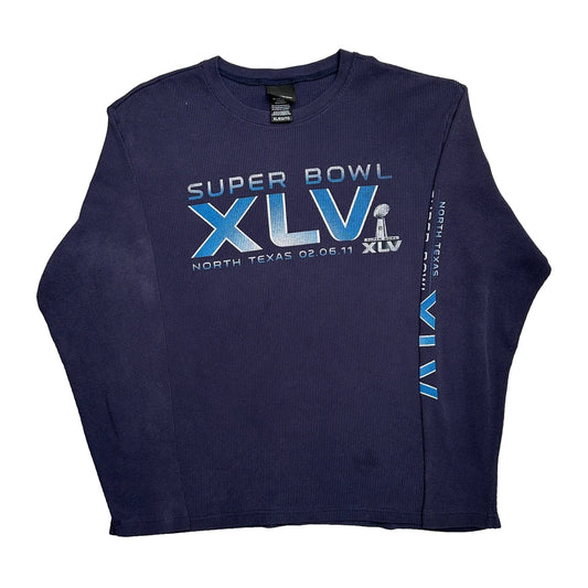 Super Bowl XLv Reebok Football Long Sleeve T-Shirt - XL Navy Cotton Blend