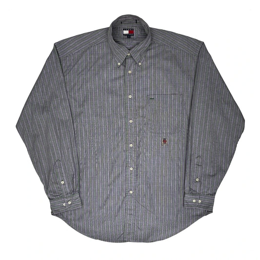 Tommy Hilfiger Checked Shirt - Large Grey Cotton