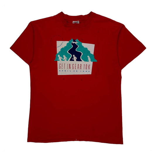 Get In Gear 10K April 28, 1990 Nike Graphic T-Shirt - Large Red Cotton