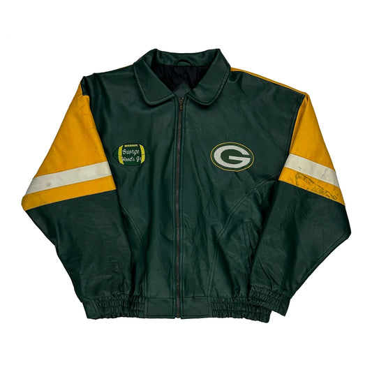 Green Bay Packers Nfl Football Leather Jacket - Medium Green Leather