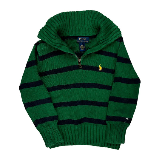 Age 3 Polo By Ralph Lauren Striped 1/4 Zip - 2XS Green Cotton