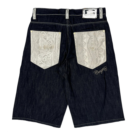 Coogi Contrast Stitch Baggy Denim Shorts - 38W 14L Blue Denim
