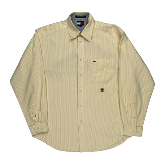 Tommy Hilfiger Striped Shirt - Medium Yellow Cotton
