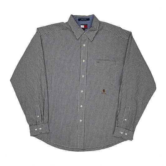 Vintage Tommy Hilfiger Checked Shirt - Large Black & White Cotton