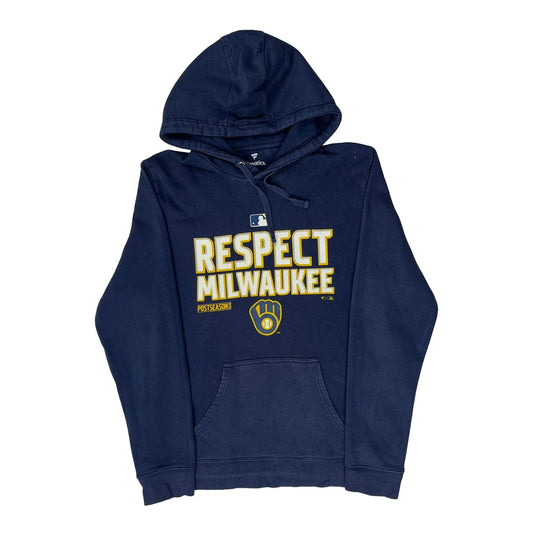 Milwaukee Brewers Fanatics Graphic Hoodie - Small Navy Cotton Blend