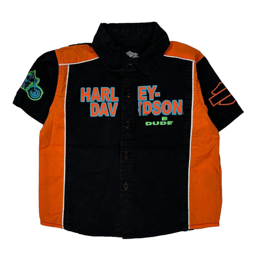 Age 3 Harley Davidson Graphic Short Sleeve Shirt - 3XS Black Cotton