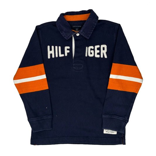 Age 6-7 Tommy Hilfiger Spellout Rugby Shirt - Small Navy Cotton