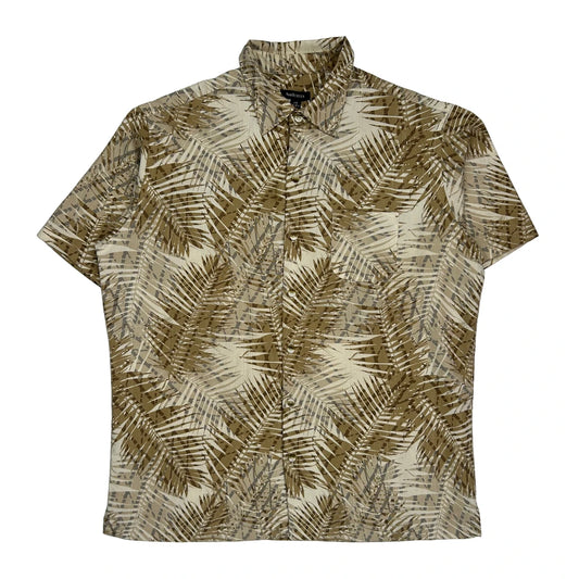 Van Heusen Short Sleeve Shirt - Large Brown Cotton