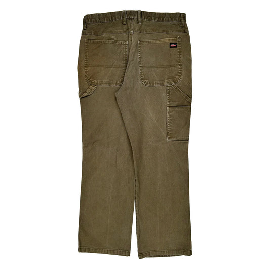 Dickies Carpenter Trousers - 34W 29L Khaki Cotton