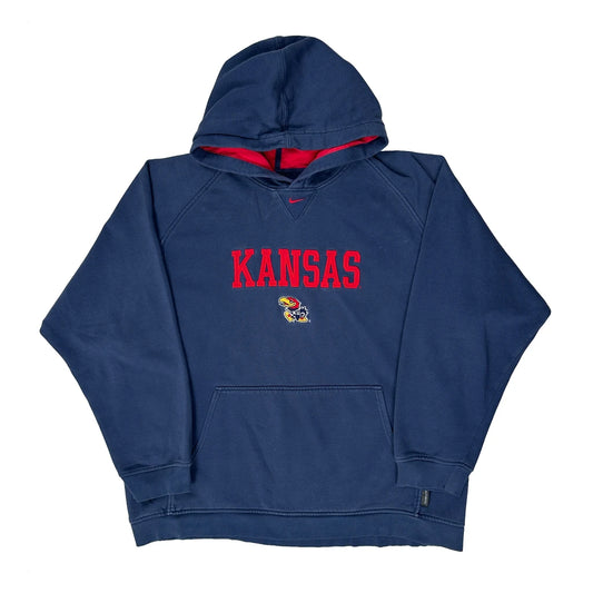 Kansas Jayhawks Nike College Hoodie - 2XL Navy Cotton Blend