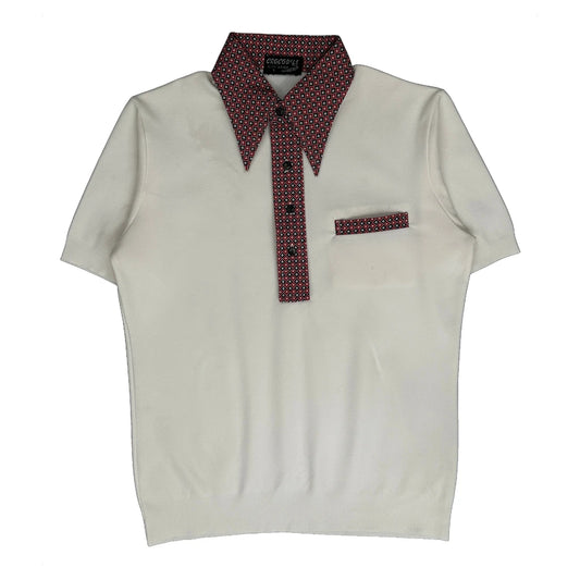 70S Crocodile Short Sleeve Shirt - Large White Knitted
