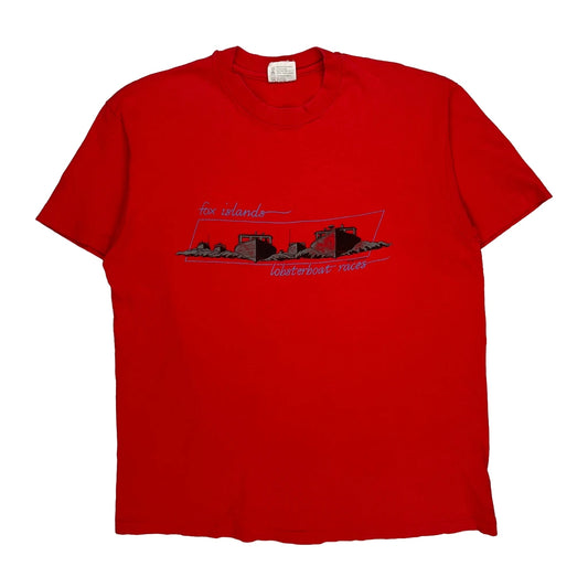 Fox Islands Lobsterboat Races Hanes Single Stitch T-Shirt - XL Red Cotton