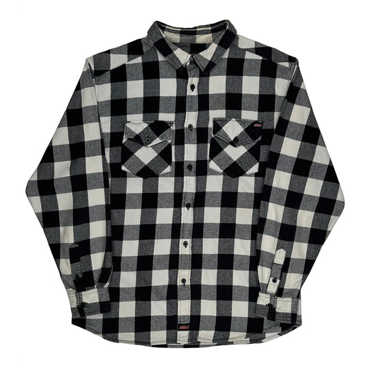 Vintage Dickies Checked Flannel Shirt - Medium Black & White Cotton