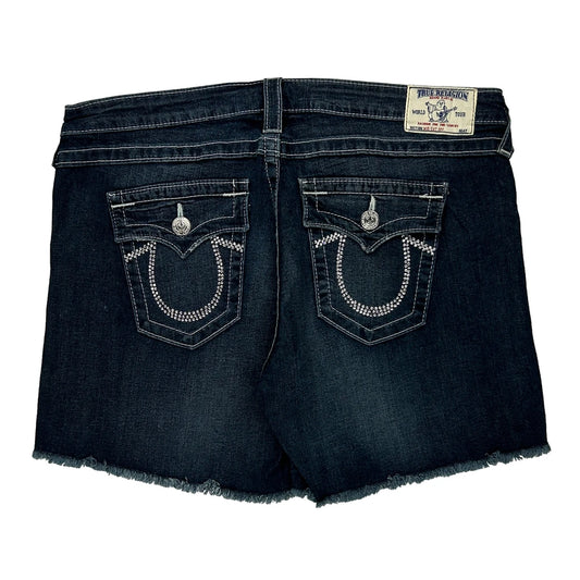 True Religion Studded Denim Shorts - 34W US 8 Dark Wash Denim