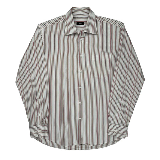 Boss Striped Shirt - Medium White Cotton