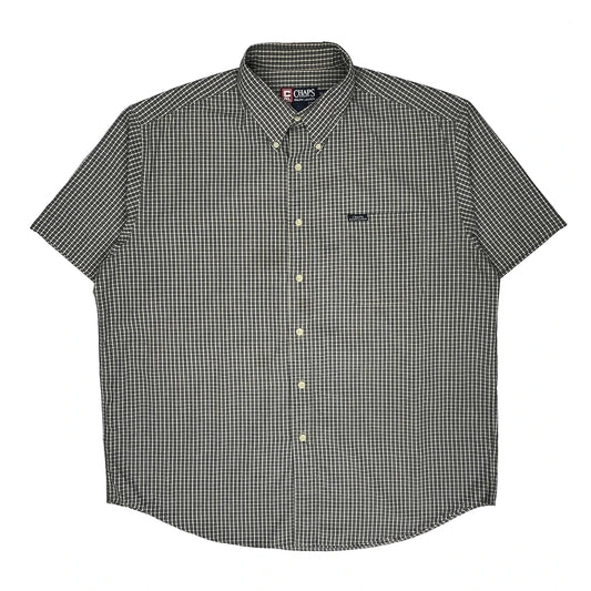 Chaps Ralph Lauren Checked Short Sleeve Shirt - XL Black & White Cotton Blend
