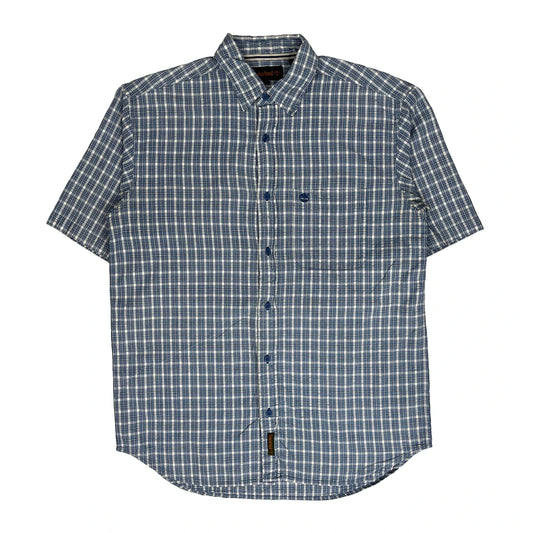 Timberland Checked Short Sleeve Shirt - Medium Blue Cotton