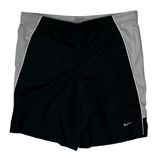 Vintage Nike Striped Sport Shorts - Small Black Polyester