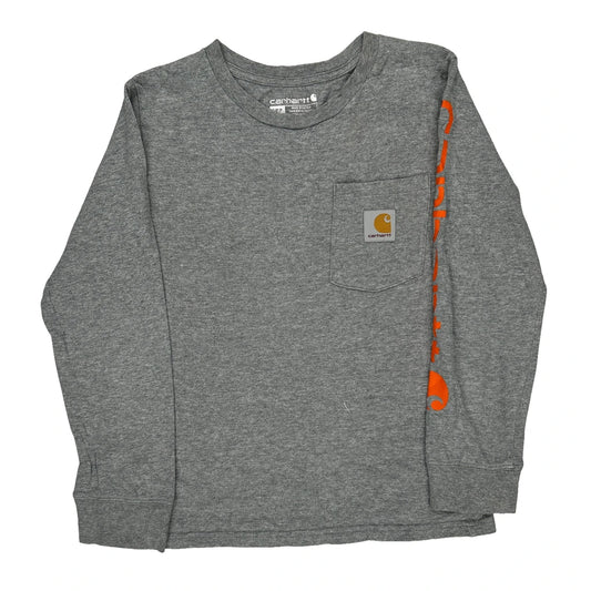 Age 8-10 Carhartt Long Sleeve T-Shirt - Medium Grey Cotton