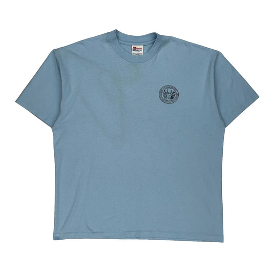Great Seal Of The State Of North Carolina Hanes Single Stitch T-Shirt - XL Blue Cotton Blend